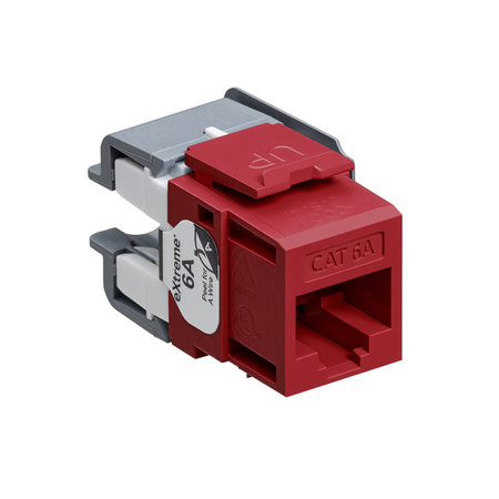 LEVITON Extreme Cat6A Quickport Dk Red, Connector, Channel-Rated 6110G-RR6